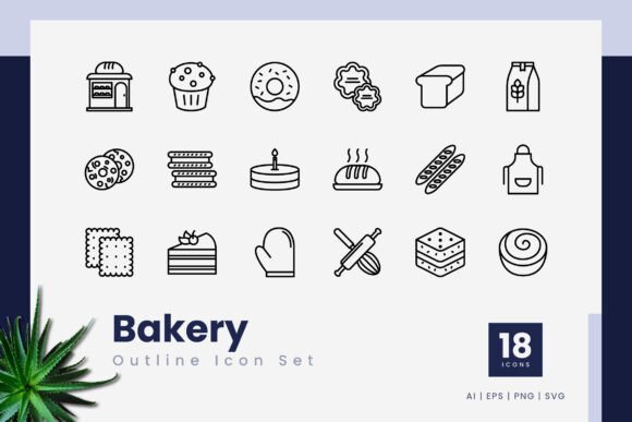 Bakery Outline Icons Graphics