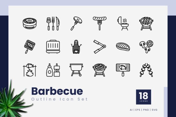 Barbecue Outline Icons Graphics