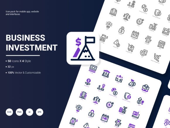 Business Investment Icon Pack: A Graphic Design Asset for Polished Content