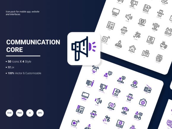 Communication Core Icon Pack: A Powerful Graphic Design Asset for Modern Branding