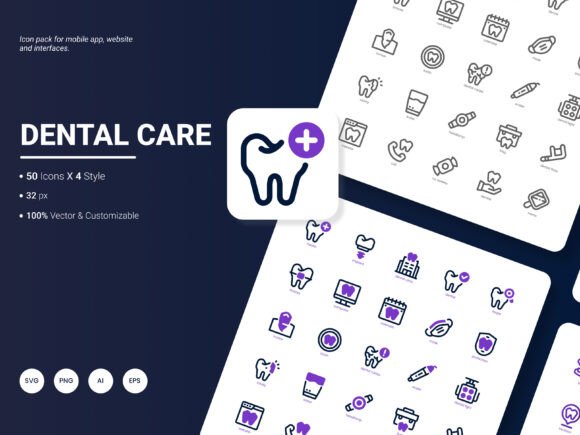 Dental Care Icon Pack: A Modern Design Asset for Content Creators