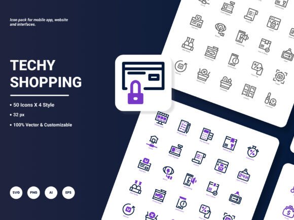 Digital Shop Icon Pack: A Versatile Graphics Asset for Creative Projects