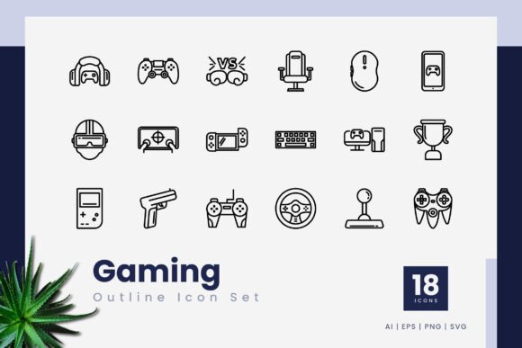 Gaming Outline Icons: Graphics for Creative Projects