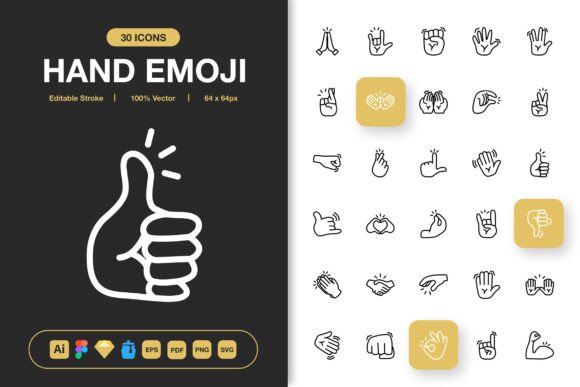 Hand Emoji Icons: Graphics and Icons for Digital Sellers