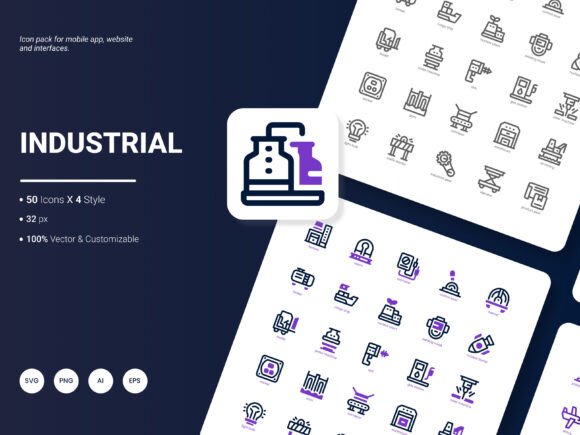 Industrial Icon Pack – A Practical Graphic Design Asset for Digital Sellers