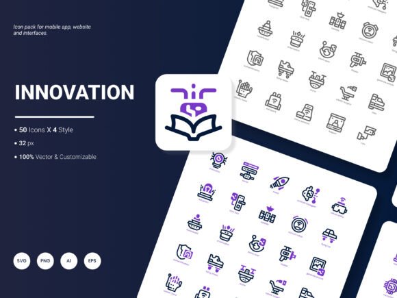 Innovation Icon Pack: A Modern Graphic Design Asset for Content Creators