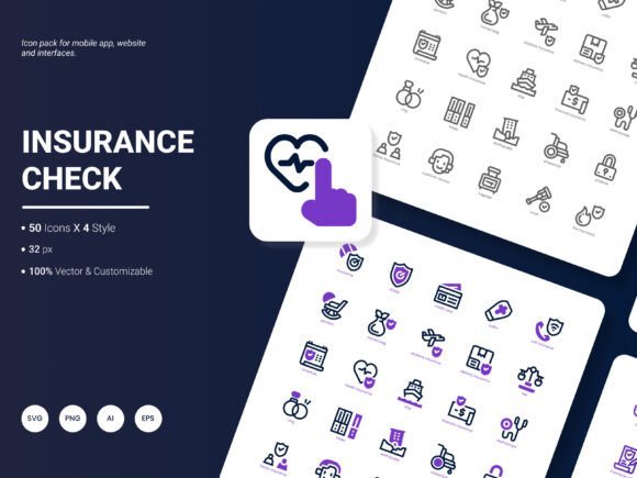 Insurance Check Icon Pack: A Powerful Graphic Design Asset for Modern Branding