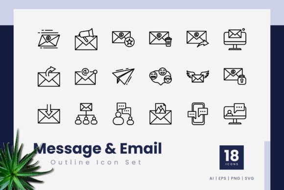 Message and Email Outline Icons Graphics