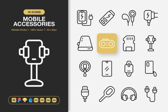Mobile Accessories Outline Icons