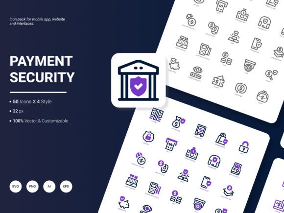 Payment Security Icon Pack: A Versatile Graphic Design Asset for Digital Sellers