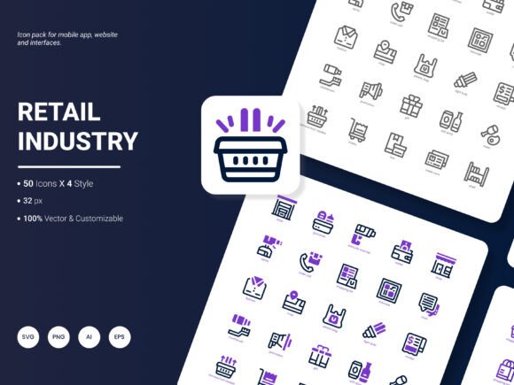 Retail Industry Icon Pack: A Versatile Graphics Set for Crafters and Handmade Businesses