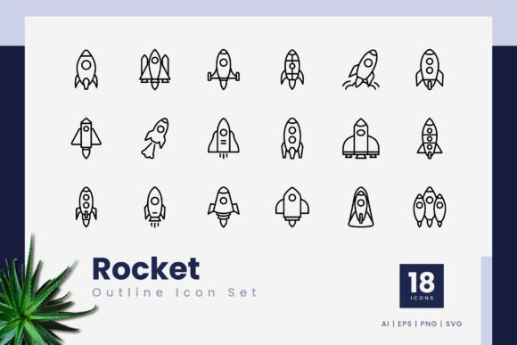 Rocket Outline Icons: Graphics for Creative Design