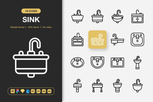 Sink Icons for Graphic Design