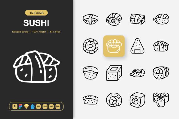 Sushi Icons: Graphics and Icons for Modern Design