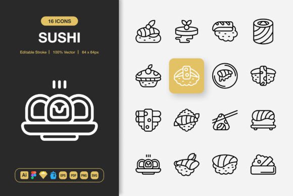 Sushi Outline Icons Review