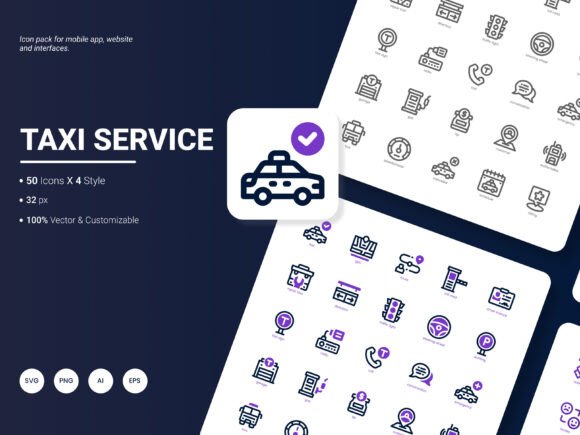 Taxi Service Icon Pack: A Versatile Graphic Design Asset for Modern Projects