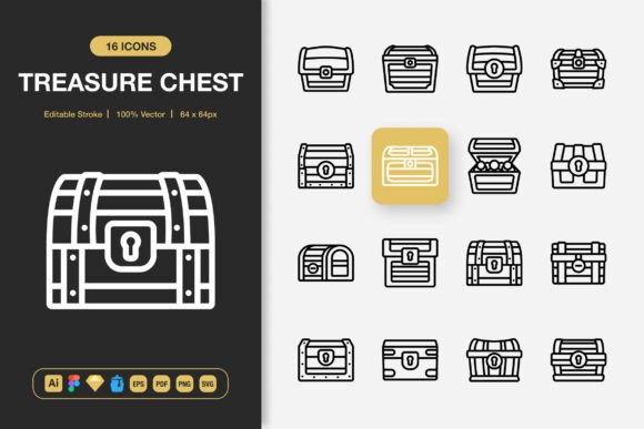 Treasure Chest Icons: Graphics and Icons for Creative Publishing