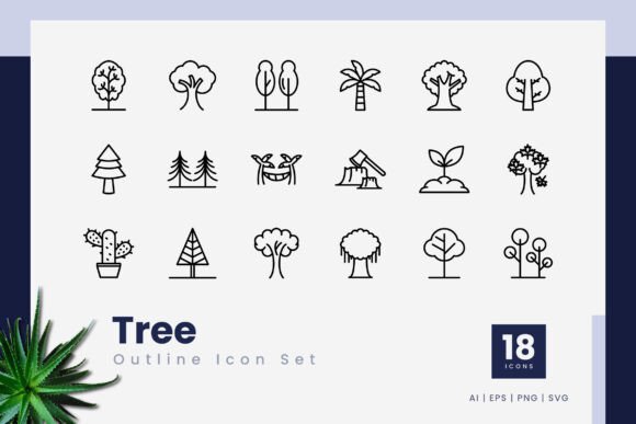 Tree Outline Icons: A Versatile Graphic Design Asset for Modern Content Publishing