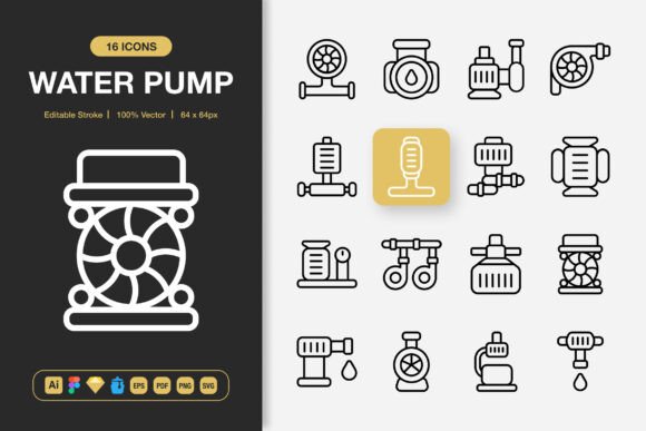 Water Pump Icons for Creative Crafts