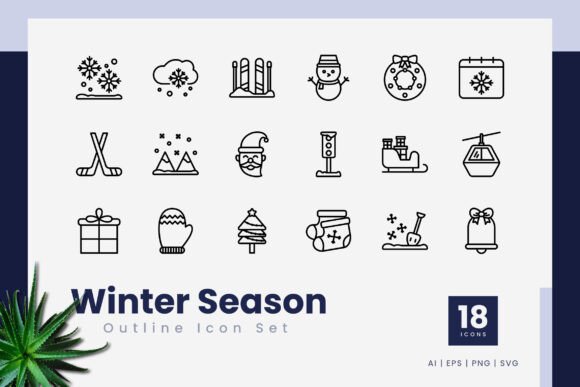 Winter Season Outline Icons: A Designer’s Take on a Versatile Graphic Design Asset