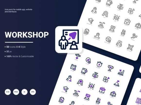 Workshop Icon Pack: A Versatile Graphic Design Asset for Modern Branding